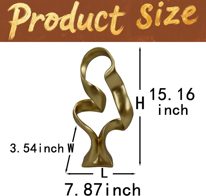 15" Modern Abstract Ribbon Decorative Sculpture, Knot Sculptures,Home Decor,Coffee Table Statues,Dining Living Room Desk Decor,Golden - Image 5