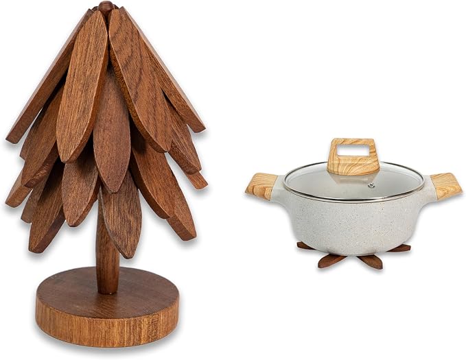 Yuoyar Wooden Tree-Shaped Trivets Set for Coffee Table, Kitchen by YUOYAR