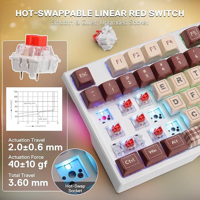 Redragon K668 108-Key Hot-Swap Wired RGB Gaming Keyboard, Extra 4 Hotkeys | Dedicated Shortcut Keys for Mute, Calc & Desktop, Cushioned Noise Dampening for Creamy Thocky Sound, Swap-Ready, PRO Software - Image 5