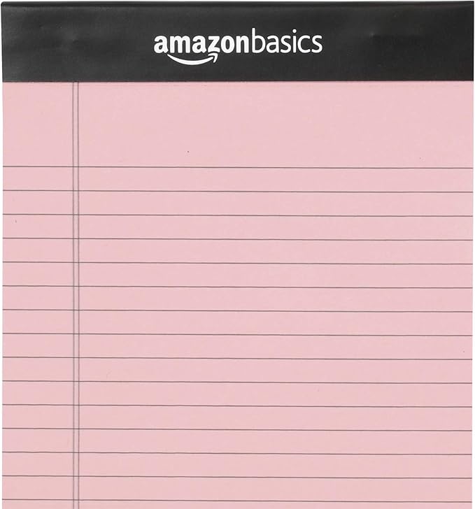 Amazon Basics Narrow Ruled Writing Pads, Perforated, 5" x 8", Multicolor, 6-Pack of 50 Sheets - Image 4