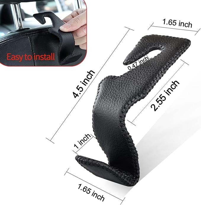 yicheyiyou Car Hooks Universal Car Vehicle Back Seat Headrest Hanger Holder Hook Microfiber Leather & Stainless Steel for Bag Purse Cloth Drink Grocery (Beige) - Image 3