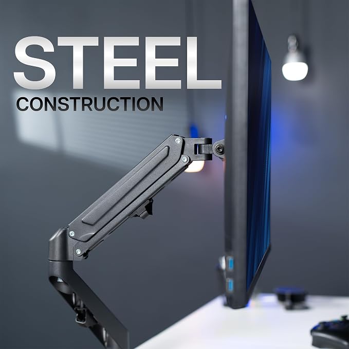 VIVO Heavy Duty Single Monitor Tension Arm for up to 27 inch Screens, Holds 14.3 lbs, Premium Desk Mount Stand, Black, STAND-V101O - Image 6