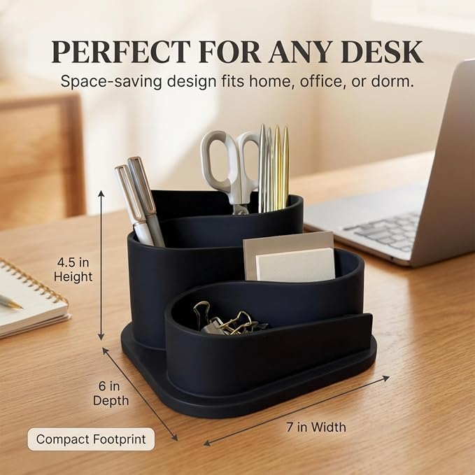 OAKOA Black Modern Desk Organizer - Minimalist Desk Accessories Pen Holder | Pencil Holder for Desk - Minimalist Desk Accessories & Workspace Organizers - Desk Pen Organizer - Modern Office Decor - Image 5