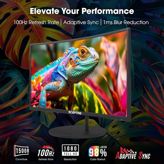New! Sceptre Curved 27-inch Gaming Monitor 100Hz 1080p R1500 98% sRGB HDMI x2 VGA Build-in Speakers, VESA Wall Mount Machine Black 2026 (C275W-1920RN Series) - Image 4
