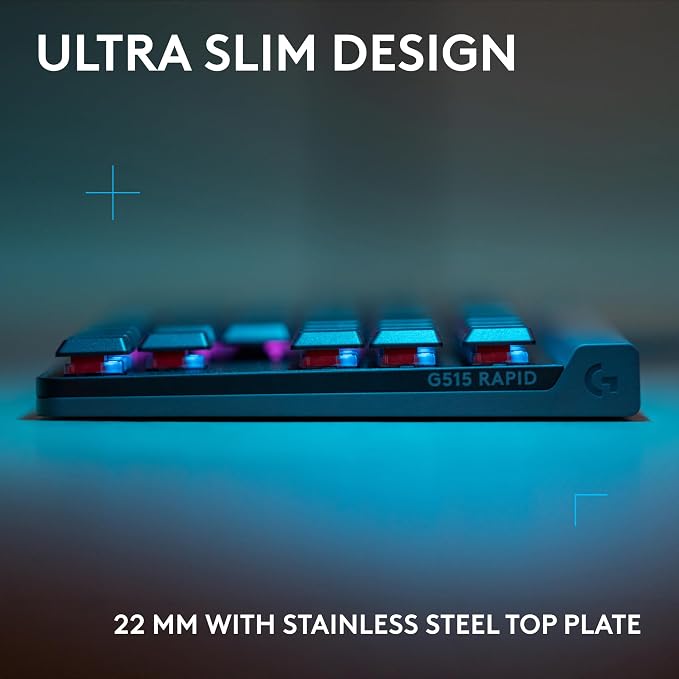 Logitech G515 TKL Rapid Wired Gaming Keyboard (Hall-Effect) - Black | Fully customizable, analog switches, rapid trigger, ultra-slim, USB-A port connection - Image 3