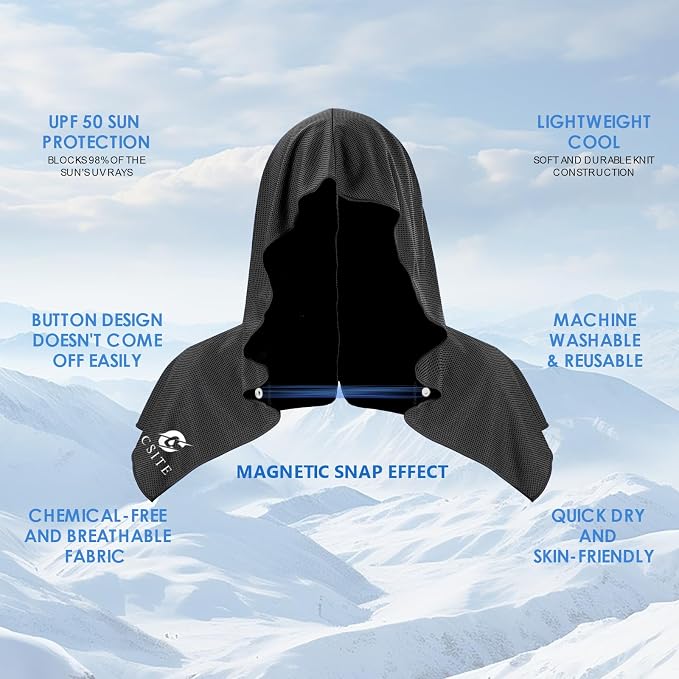 CSITE 3 Pack Cooling Hoodie Towels for Neck and Face, UPF 50 Sun Protection & Instant Cooling, Ice Towels for Hot Weather, Soft Breathable Towel for Sport, Work Out, Gym, Camping & More Activities - Image 2
