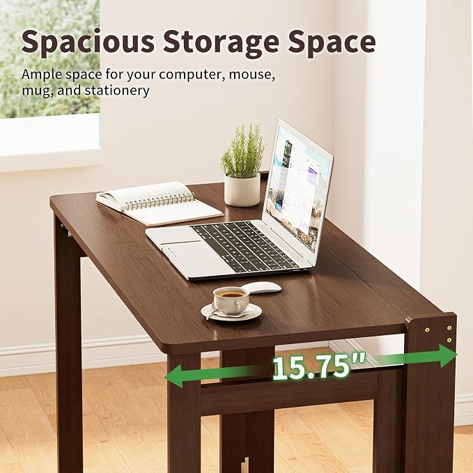 Folding Desk for Small Spaces, Bamboo Foldable Desk, Small Computer Table | Small Computer Desk, Mid Century, Fold Out，Compact Size, for Bedroom, Living Room, Apartment, Home Office - Image 5