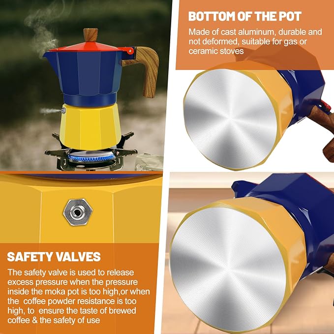 3 Cup Aluminum Espresso Stovetop Moka Pot Express Coffee Maker Percolator Italian Classic Mocha Coffee Machine for Italian and Cuban Cafe Brewing for Home & Camping 150ml 5oz - Image 6