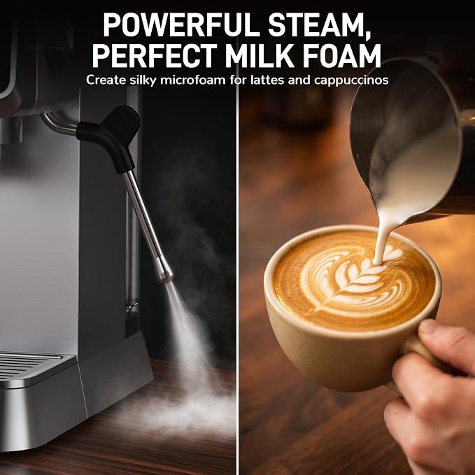 Mecity 20 Bar Espresso Machine with Milk Frother, Touchscreen Coffee Maker for Espresso, Americano & Over Ice Coffee, Compact Stainless Steel Latte & Cappuccino Maker - Image 5
