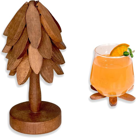 Yuoyar Wooden Tree-Shaped Coasters Set for Coffee Table, Kitchen by YUOYAR
