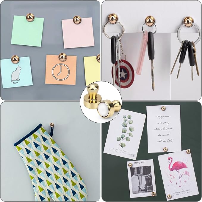 LOVIMAG Fridge Magnets 50Pcs, Magnet for Refrigerator Whiteboard, Gold | Small Strong Neodymium Metal Cute Push Pin for Classroom, Kitchen, Accessories Decorative, Office, Calendar - Image 7