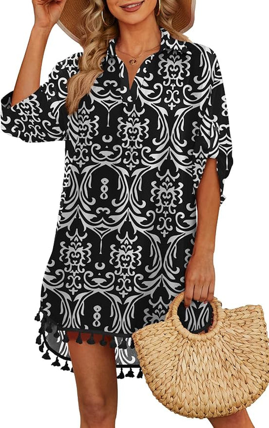 Yincro Women Swimsuit Cover Up Shirt 2026 Tassel Beach Bathing Suit for Swimwear Bikini Dress by YINCRO