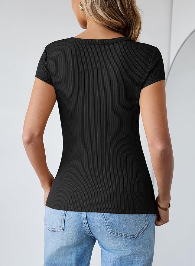 Pink Queen Sexy Tops for Women Cutout Keyhole Neck Cap Sleeve Shirts Casual Summer Clothes 2026 Fashion - Image 6