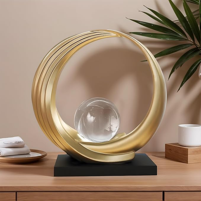 Dosker Modern Abstract Stripe Golden Shelf Decor Statues | Coffee Table Home Decor Sculpture,Desk Decoration for Living Room,Office (Golden) - Image 7