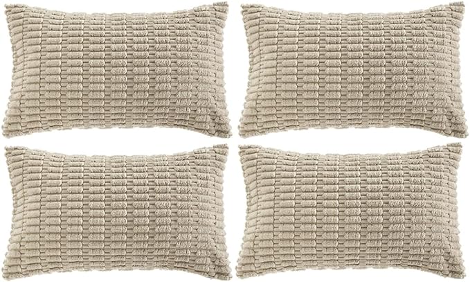 Fancy Homi 4 Packs Decorative Throw Pillow Covers for Living Room Couch Bed, Modern Farmhouse Boho Home Décor Accent Cushion Case, 24" x 12", Taupe by Fancy+Homi