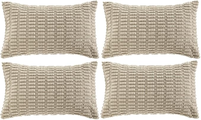 Fancy Homi 4 Packs Decorative Throw Pillow Covers for Living Room Couch Bed, Modern Farmhouse Boho Home Décor Accent Cushion Case, 20" x 12", Taupe by Fancy+Homi