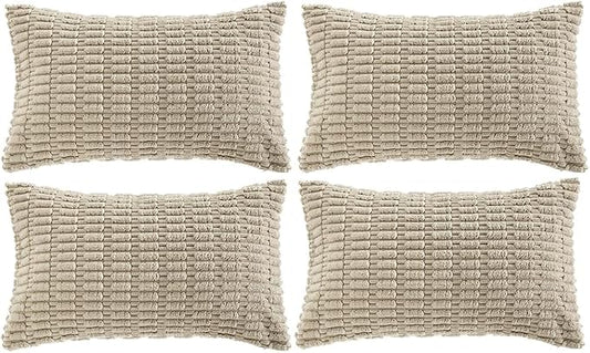 Fancy Homi 4 Packs Decorative Throw Pillow Covers for Living Room Couch Bed, Modern Farmhouse Boho Home Décor Accent Cushion Case, 20" x 12", Taupe by Fancy+Homi