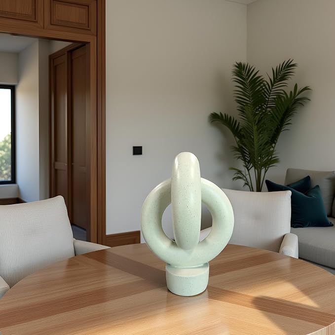 12" Modern Abstract Ring Decorative Sculpture, Knot Sculptures,Home Decor,Coffee Table Statues,Dining Living Room Desk Decor,Light Gray - Image 2