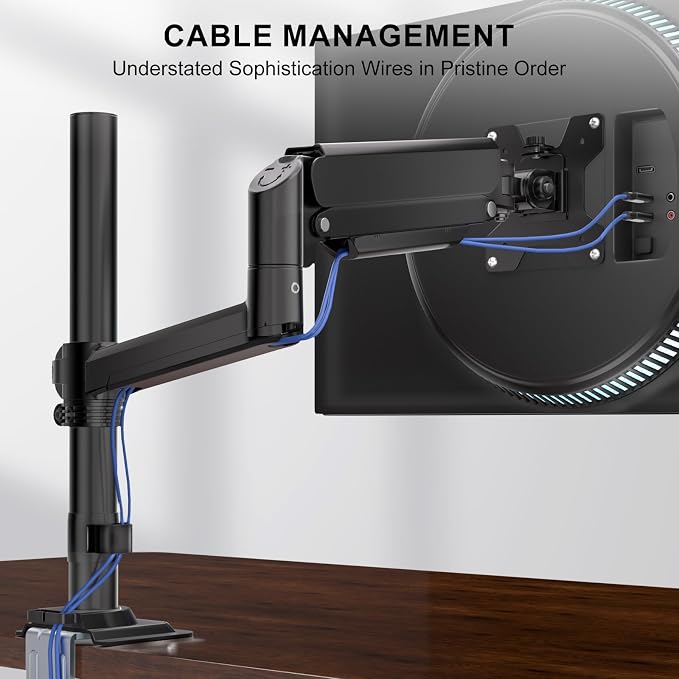 WALI Single Monitor Arm 13-33 Inch, Single Monitor Mount, Vesa Desk Mount up to 19.8lbs Single Monitor Stand with Clamp, VESA 75x75mm or 100x100mm Compatibility(GSDM001), Black - Image 7