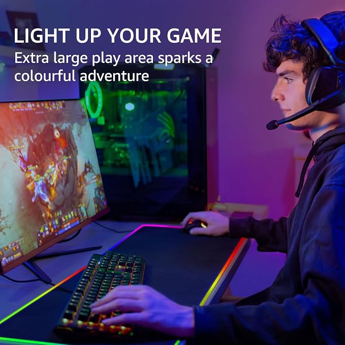 KTRIO RGB Large Gaming Mouse Pad, 31.5 x 11.8 in, RGB Black, XL | Smooth Micro-Weave Surface, RGB Lighting Design, Non-Slip Rubber Base, Durable Stitched Edges, Office & Home Use - Image 6