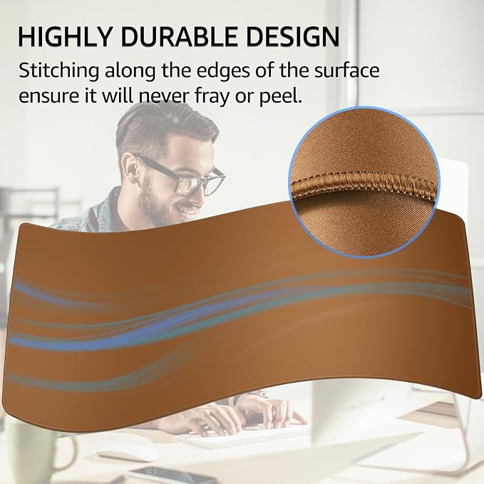 KTRIO Large Gaming Mouse Pad, Desk Mat, 31.5 x 15.7 in, Coffee Brown, XXL | Smooth Micro-Weave Surface, Artistic Pattern Design, Non-Slip Rubber Base, Durable Stitched Edges, Office & Home Use - Image 3