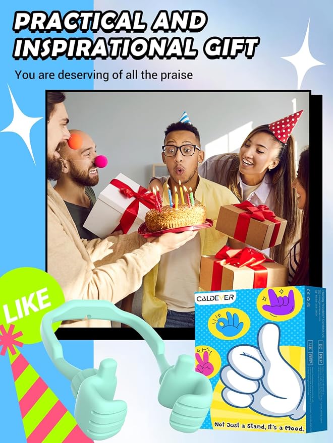 Gifts for Fathers Day Boys Girls Teens Kids: Thumbs Up Lazy Phone Stand Holder for Desk Funny Gadgets Teenage Tween Man Woman Dad Mother Mom Husband Wife Adults Stocking Stuffers Who Have Everything - Image 2