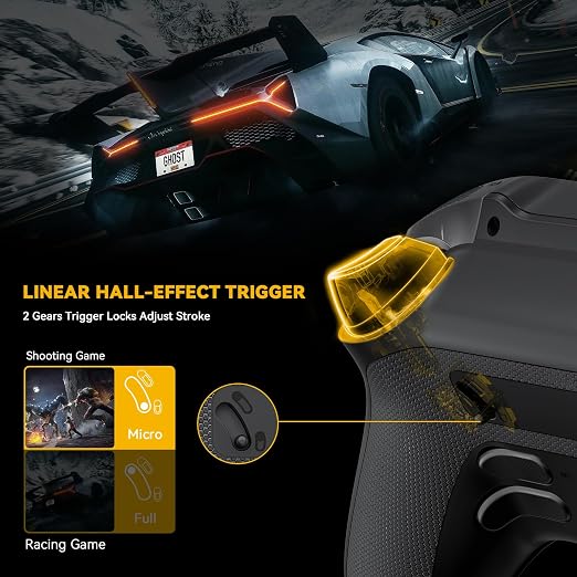 ManbaOne Interactive Screen Wireless Gaming Controller (Black) | for PC/Switch1/2/iOS/Android,Hall Effect Stick & Trigger,RGB Lighting,Remappable Buttons,1800mAh with Charging Dock - Image 4