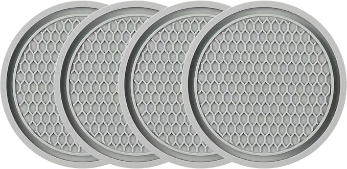 ZSDY Car Cup Coaster, 4PCS Universal Auto Non-Slip Cup Holder Embedded in Ornaments Silicone Coaster, Car Interior Accessories Sets, Grey - Image 3