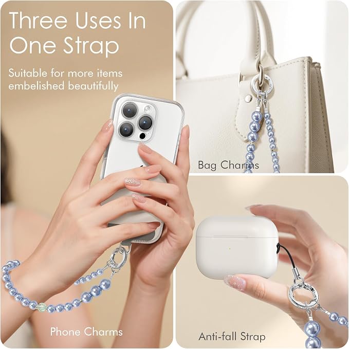 SURPHY Phone Charm, Handmade Beaded Phone Wrist Strap with Tether Tab | Phone Charm Strap, Phone Chain with Premium Metal Buckle, Wrist Strap Fits Cellphone Cases, Wallets, Bags, Keys - Image 2