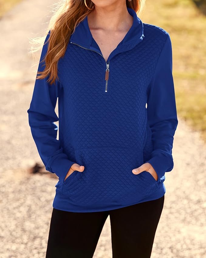 BTFBM Women Fashion Quilted Pattern Lightweight Zipper Long Sleeve Plain Casual Ladies Sweatshirts Pullovers Shirts Tops - Image 7