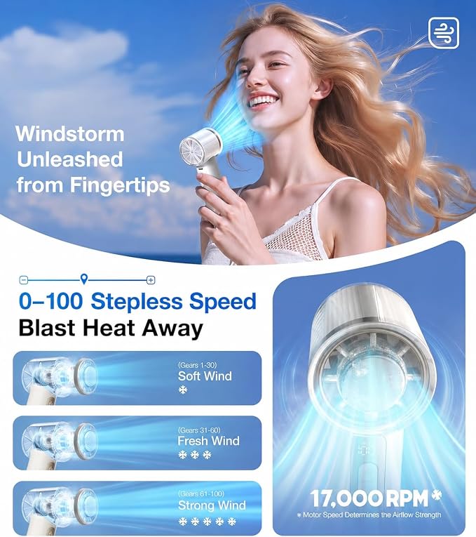 TORRAS COOLiFY iva Handheld Fan with Ice Cooler, [Chill by 50°F], 0-100 Adjustable Speed, Super Mini Powerful Portable Fan 4900mAh Rechargeable, Hand Fans for Travel Essentials,Mothers Day Gifts,Ivory - Image 4