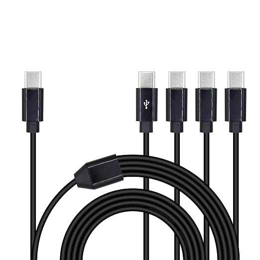 4 in 1 USB Type C Splitter Cable,USB C Male to 4 USB C Male Data Snyc and Charging Cord,USB C Multi Charging Cable for Cell Phones,Tablets and More(4.9FT/1.5M) by Xilaghy