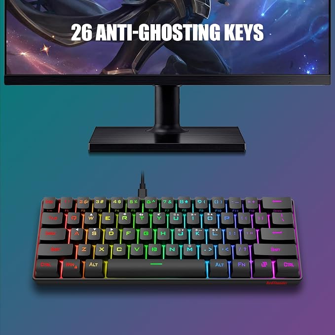 RedThunder 60% Gaming Keyboard and Mouse Combo, Ultra-Compact 61 Keys RGB Backlit Mini Keyboard, Lightweight 7200 DPI Honeycomb Optical, Wired Gaming Set for PC MAC PS5 Xbox Gamer(Black) - Image 4