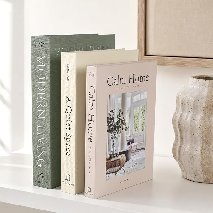 Decorative Books for Home Decor, Set of 3 Stackable Fake Books for Coffee Table Bookshelf Decor, Modern Aesthetic Decorative Book for Home Living Room Bedroom Office Decoration, Sage Green - Image 9