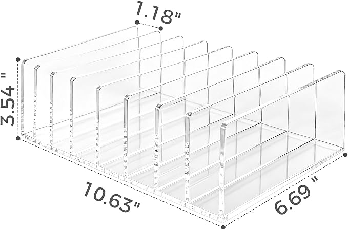 8 Compartments Clear Acrylic Mail Holder – Vertical Letter Sorter & Multifunction Desk Organizer for Bills, Documents, Notebooks – Modern Office/Home Envelope File Rack - Image 2