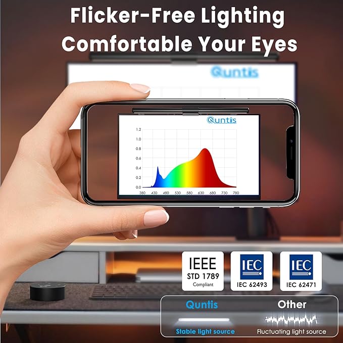 Quntis Computer Monitor Lamp, Screen Monitor Light Bar for Eye Caring, USB Reading LED Task Lamp with Auto-Dimming, Dimmable Light Bar, Touch Control, No Glare Space Saving Home Office Desk Lamps - Image 4