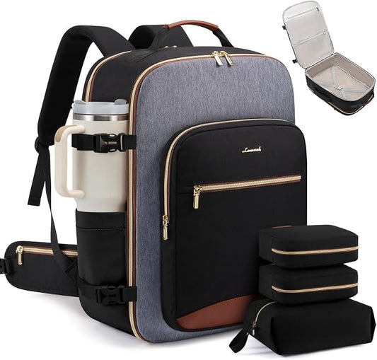 LOVEVOOK 56L Travel Backpack for Women & Men, Airline Approved Carry On Luggage with 3 Packing Cubes, TSA Overnight Bags, Waterproof Personal Item Bag, Weekender Essentials Backpacks fits 17" Laptop by LOVEVOOK