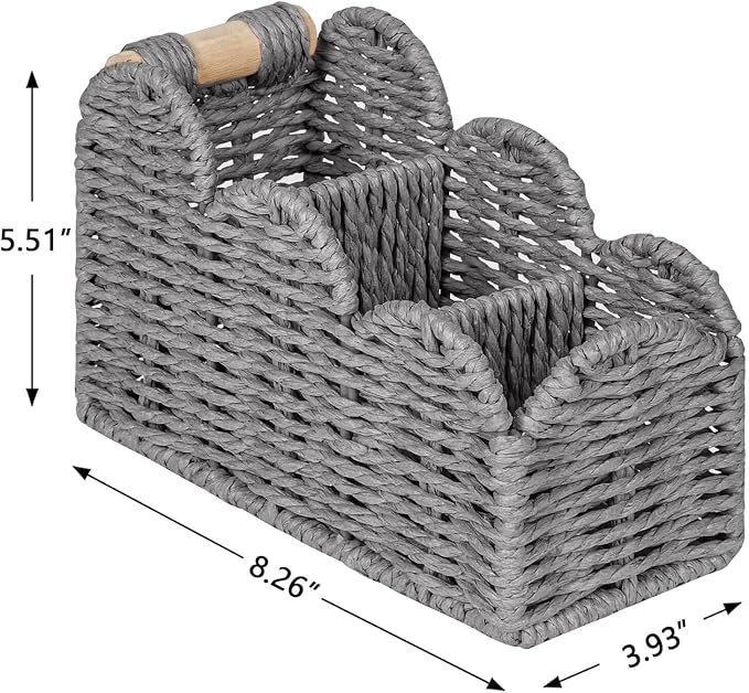 CubesLand Bedside Table Desk Organizer Caddy, Remote Pen&Pencil Holder Cup | Makeup Brush Holder w/Scalloped Perfect for Home, Office Desk, Living Room Table Decor, 3 Slots Grey - Image 2