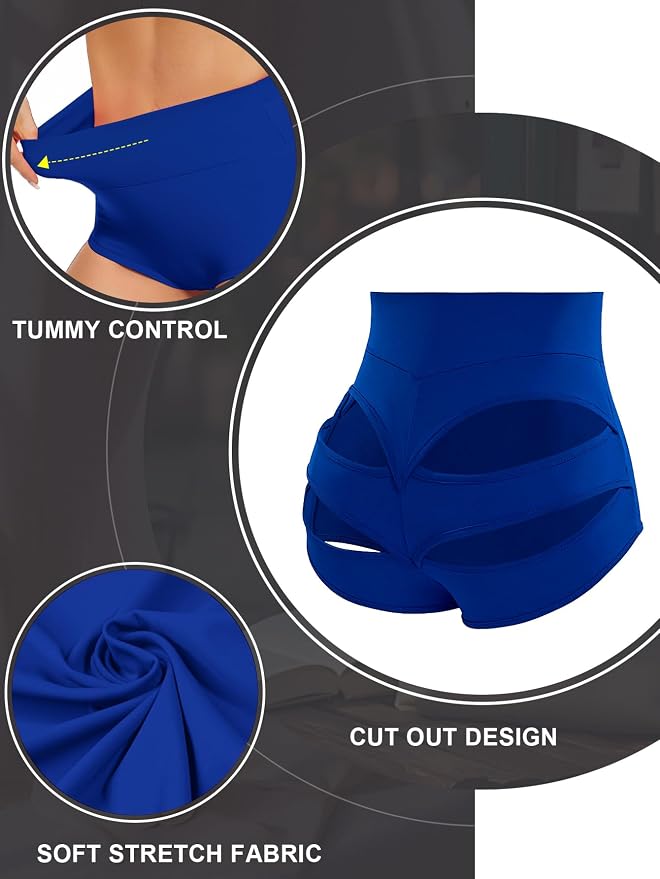 Cut Out Yoga Shorts Booty Butt Lifting Scrunch Shorts High Waisted Workout Gym Active Hot Pants - Image 2