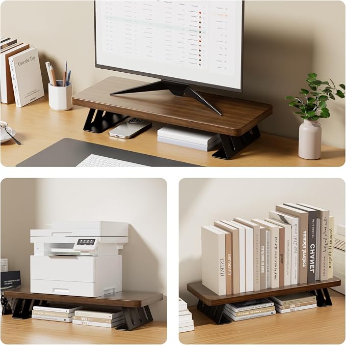 Monitor Stand - 24 Inch Wood Monitor Stand Riser, 220 Pounds Load Capacity Desk Monitor Riser for Laptop/PC/Printer, Desktop Stands Organizer for Home Office - Image 5