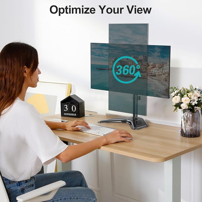 MOUNT PRO Single Monitor Stands Fits 13-32 inch/17.6 lbs Screen, Free-Standing Computer Monitor Mount for Desk, Display Standing with Adjustable Height/Tilt/Swivel/Rotation, VESA 75x75 100x100 - Image 6