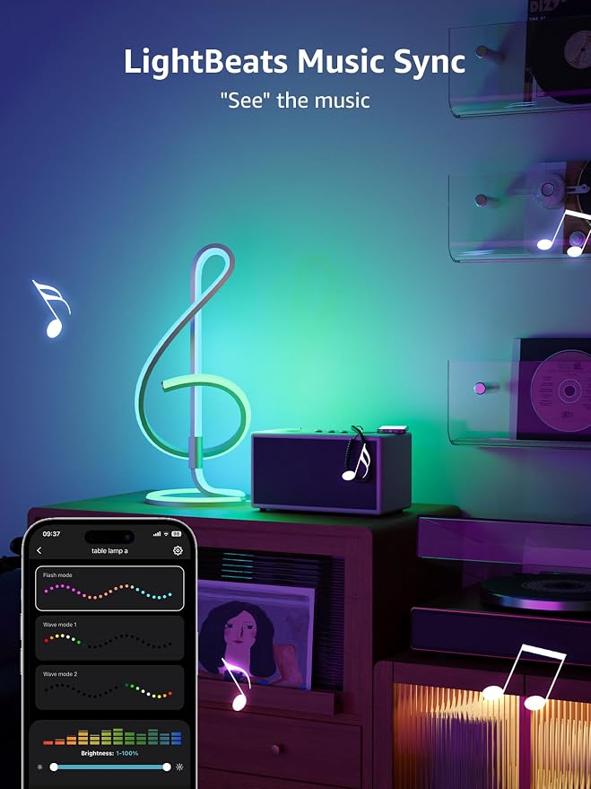 Lepro TB2 AI Smart Table Lamp, RGB+IC Addressable LED Lamps Alexa Google Home Enable, APP Control DIY Color Changing Modern Spiral Lamp, Music Sync, AI Generated Lighting LLM, 2.4 GHz WiFi/Bluetooth - Image 6