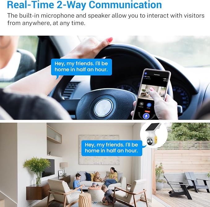 1080p Security Camera Wireless with Solar Panel, AI Human Detection, 2-Way Audio, Color Night Vision, Cloud Storage (Sold Separately), Indoor/Outdoor Surveillance Bullet Cam - Image 5