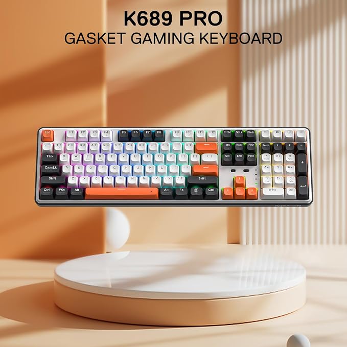 Redragon K689 PRO Wireless 108-Key Gasket RGB Gaming Keyboard, 4 Hotkeys | Extra Shortcut Keys, 0-Delay Tri-Mode, Cushioned Noise Dampening for Creamy Thocky Sound, Unfaded PBT Keycaps, PRO Software - Image 7