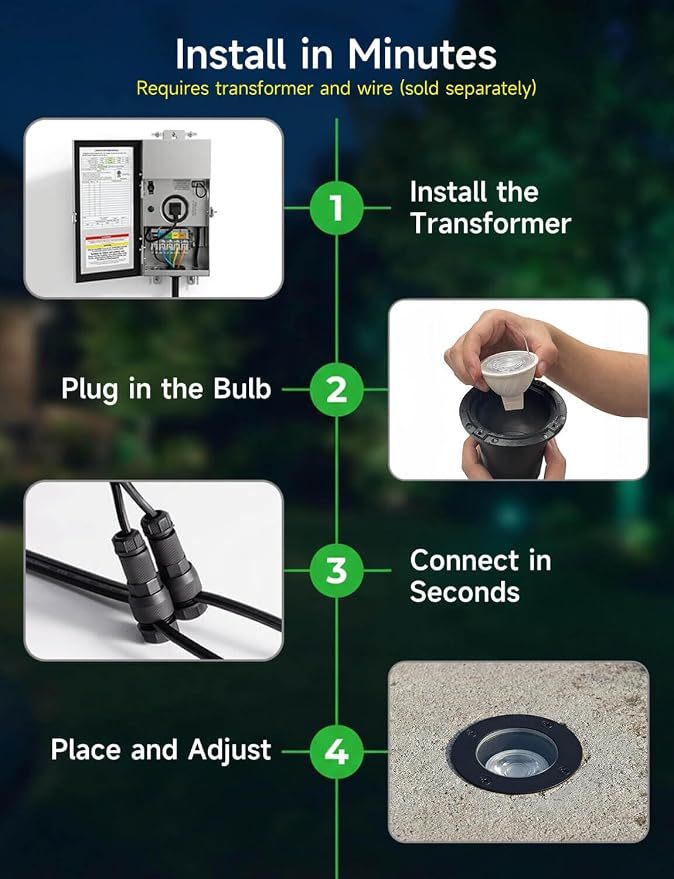 Smart RGBCW Outdoor In-Ground Well Light, 12V Low Voltage Landscape Lighting with App & Remote Control, Replaceable Bulb for Yard, IP65 Waterproof, Transformer and Wire Not Included, 1 Pack - Image 9