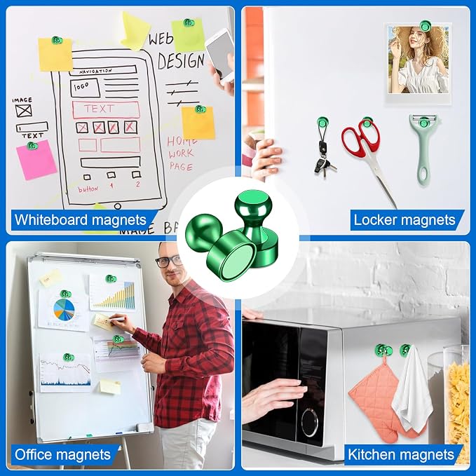 LOVIMAG Fridge Magnets 20Pcs, Magnet for Refrigerator Whiteboard, Green | Small Strong Neodymium Metal Cute Push Pin for Classroom, Kitchen, Accessories Decorative, Office, Calendar - Image 2
