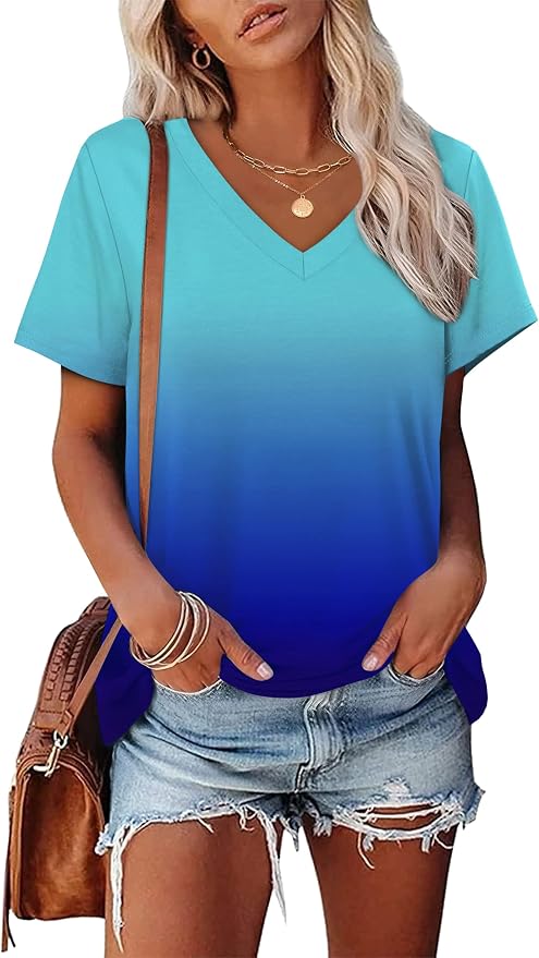 Alaroo Womens Summer Tops 2026 V Neck Short Sleeve Shirts Trendy Dressy Casual Vacation Outfits Printed - Image 2
