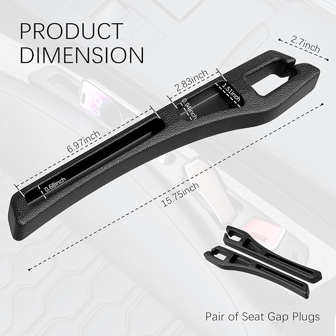 2PCS Car Seat Gap Filler Organizer,2 in 1 Car Gap Filler with Fill and Storage Function for Storing Phones Keys Cards,Universal Multifunctional No Drop Seat Guard for Cars - Image 2