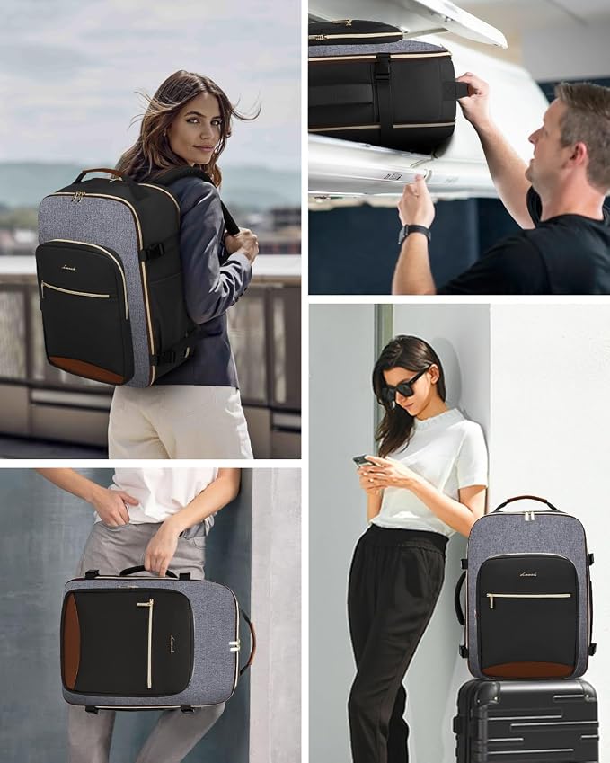 LOVEVOOK 40L Travel Backpack for Women & Men, Airline Approved Carry On Luggage with 3 Packing Cubes, TSA Overnight Bags, Waterproof Personal Item Bag, Weekender Essentials Backpacks fits 17" Laptop - Image 6