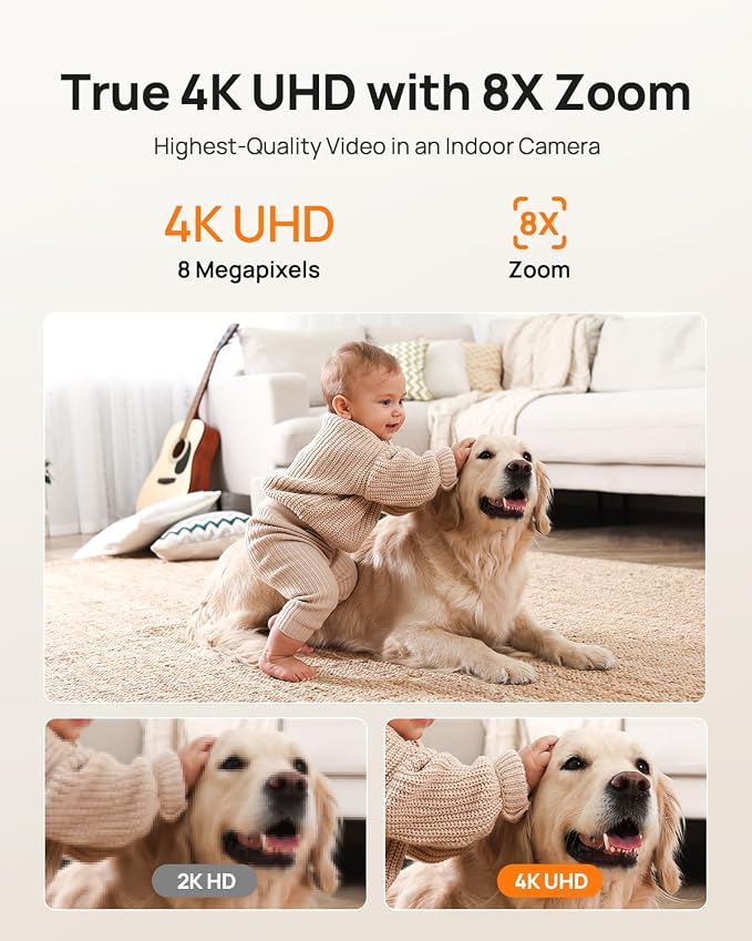 Anona 4K UHD Indoor Camera, Pet/Dog/Baby Security Camera with Phone App, 360°Pan-Tilt, 5G/2.4G Dual-Band Wi-Fi 6, Auto-Tracking, Person/Pet/Baby Crying Detection, Privacy Mode, Two-Way Audio, 2 Pack - Image 2